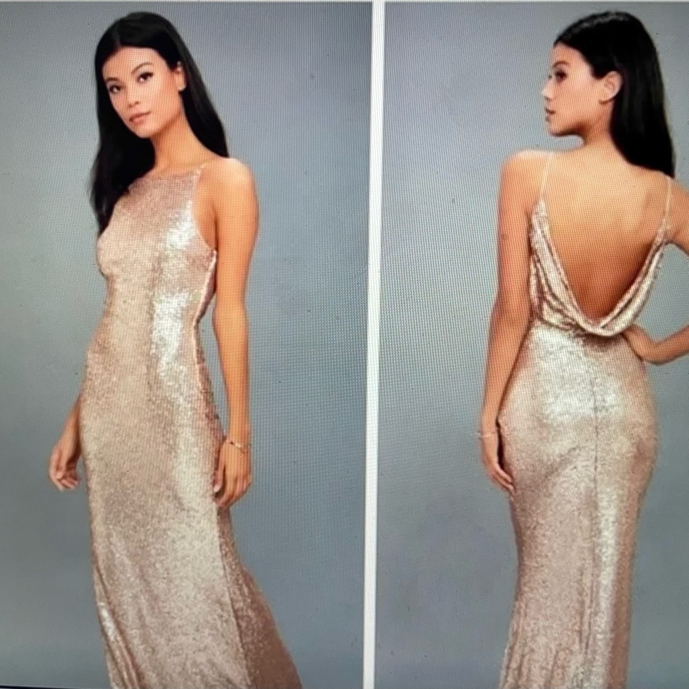 LULUs gold sequin dress sz L